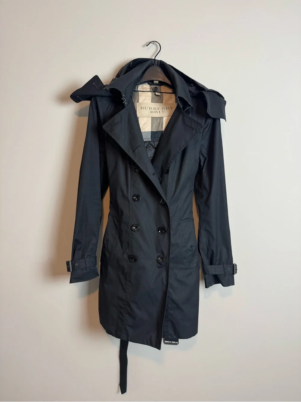 Burberry Brit Reymoore Black Double Breasted Trench Coat & Packable Insert - Picture 6 of 13